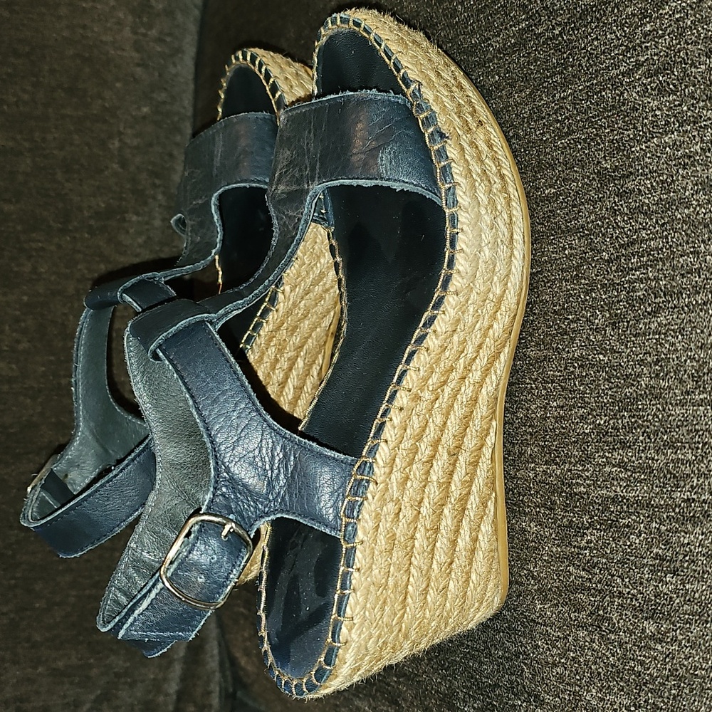 Andre Assous Navy Leather Sandals